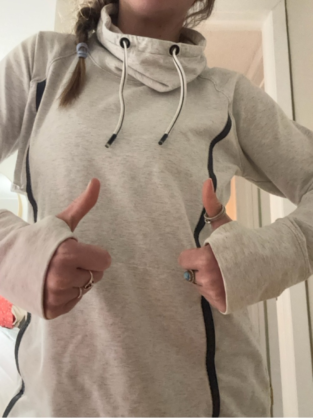 Athleta - Cozy Light Heather Gray Pullover with Thumbholes